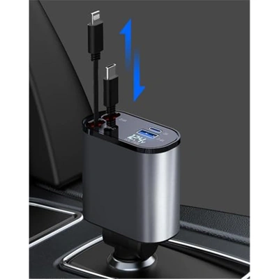 شاحن سيارة - 120 واط - منفذين USB - شاشة LED