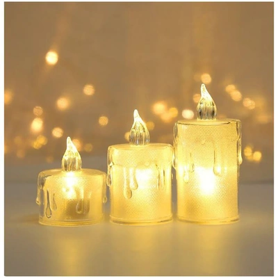 شمعة ليدعديمة اللهب تعمل بالبطارية - مجموعة من 3 قطع