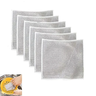 فوطة غسيل مواعين ستانلس ستيل - 6 قطع