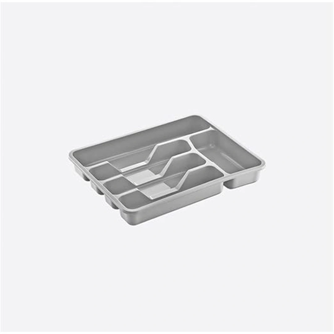 منظم درج للملاعق والشوك والسكاكين - 6 خانات - رمادي