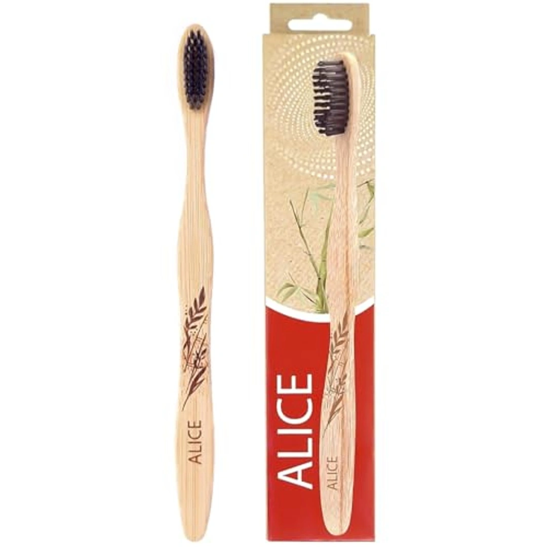 فرشاة أسنان خشبية بشعيرات مشبعة بالفحم من أليس