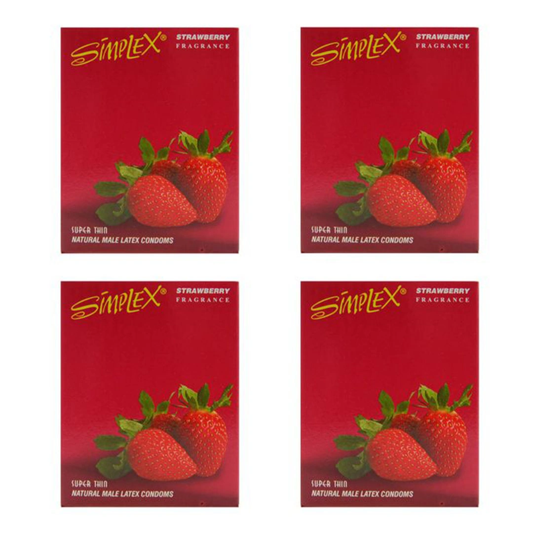 سيمبلكس واقي الذكري بالفراولة - 4 علب - 3 قطع