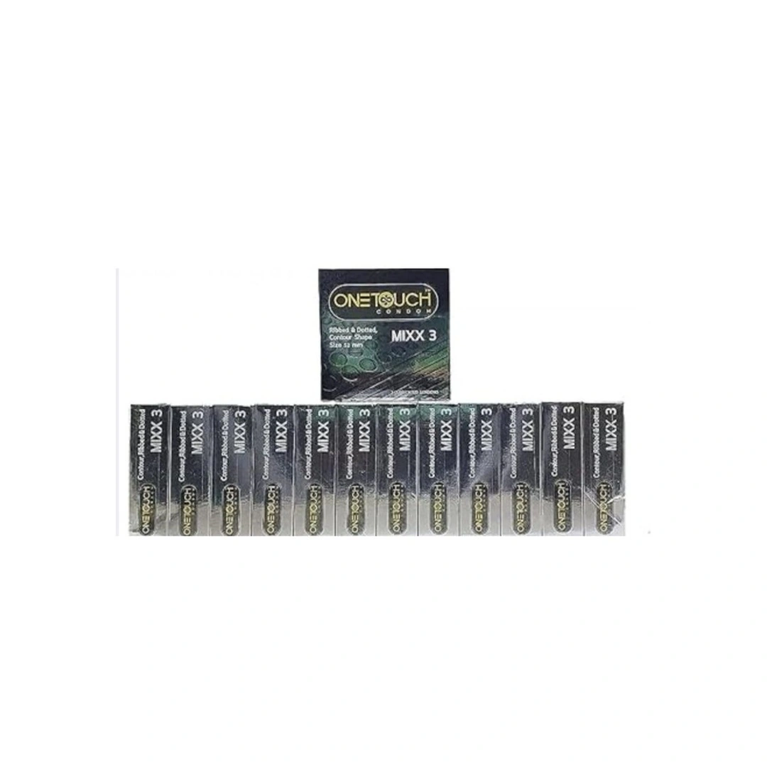 واقٍ ذكري مضلع ومنقط وان تاتش فضي - 12 عبوة من 3 قطع