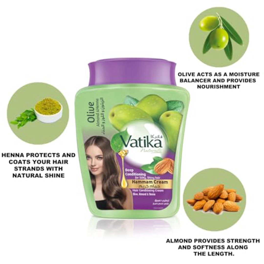 فاتيكا ناتشورالز حمام كريم للترطيب العميق حمام زيت باللوز والحناء والزيتون - 450 جرام