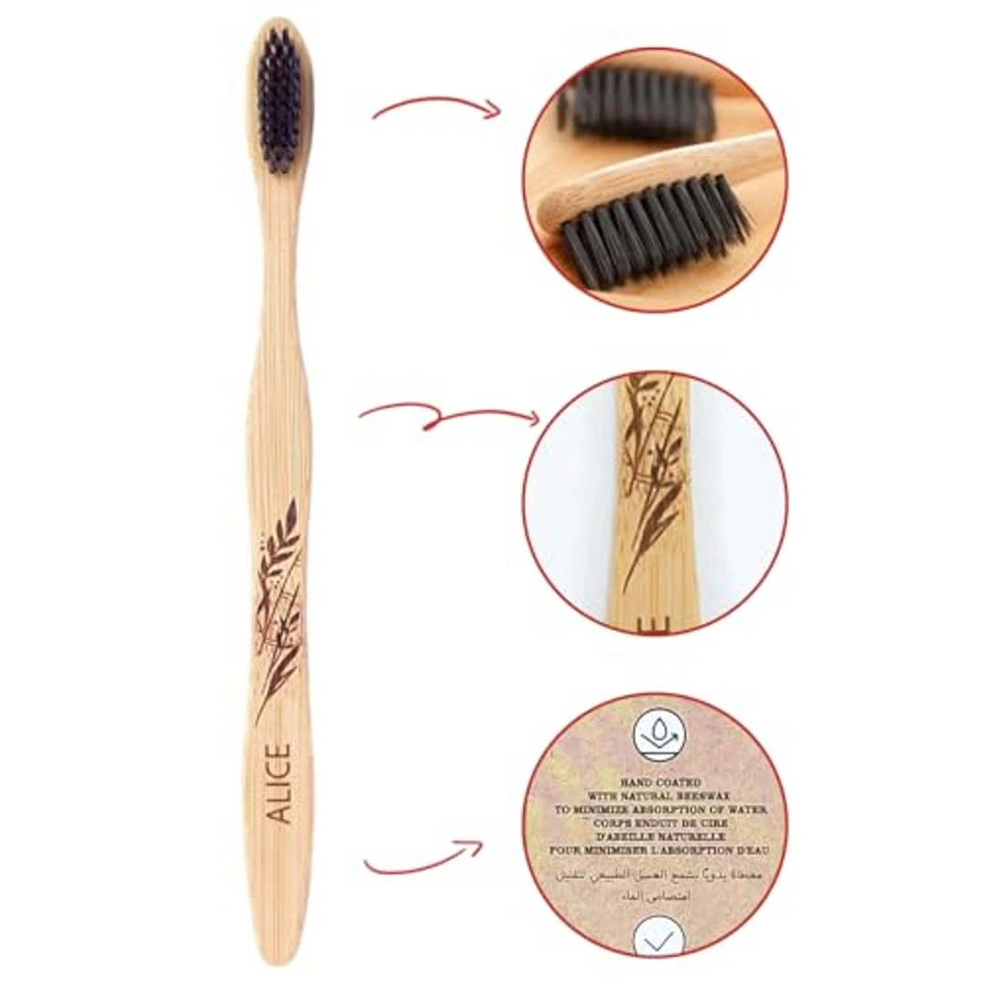 فرشاة أسنان خشبية بشعيرات مشبعة بالفحم من أليس