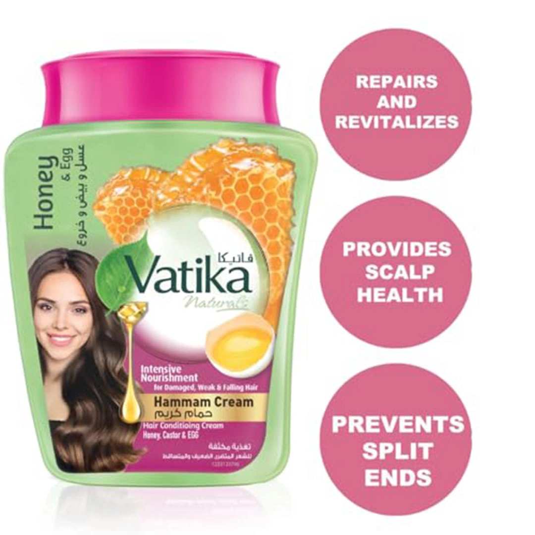 حمام كريم فاتيكا ناتشورالز للتغذية المكثفة بالبيض والعسل والخروع والنخاع - 450 جرام