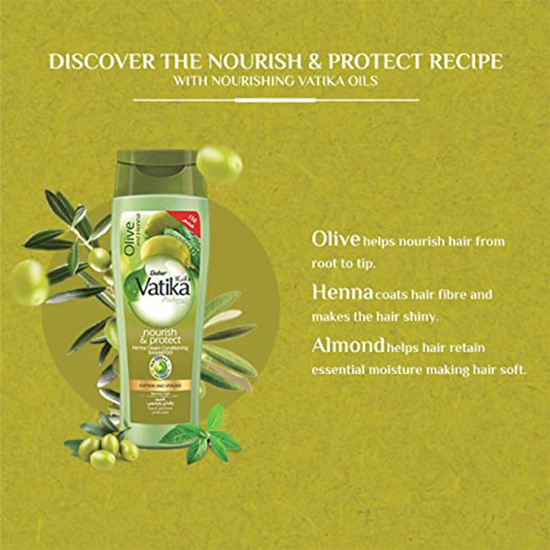 شامبو مغذي وحماية بالزيتون والحناء من فاتيكا ناتشورالز - 360 مللي