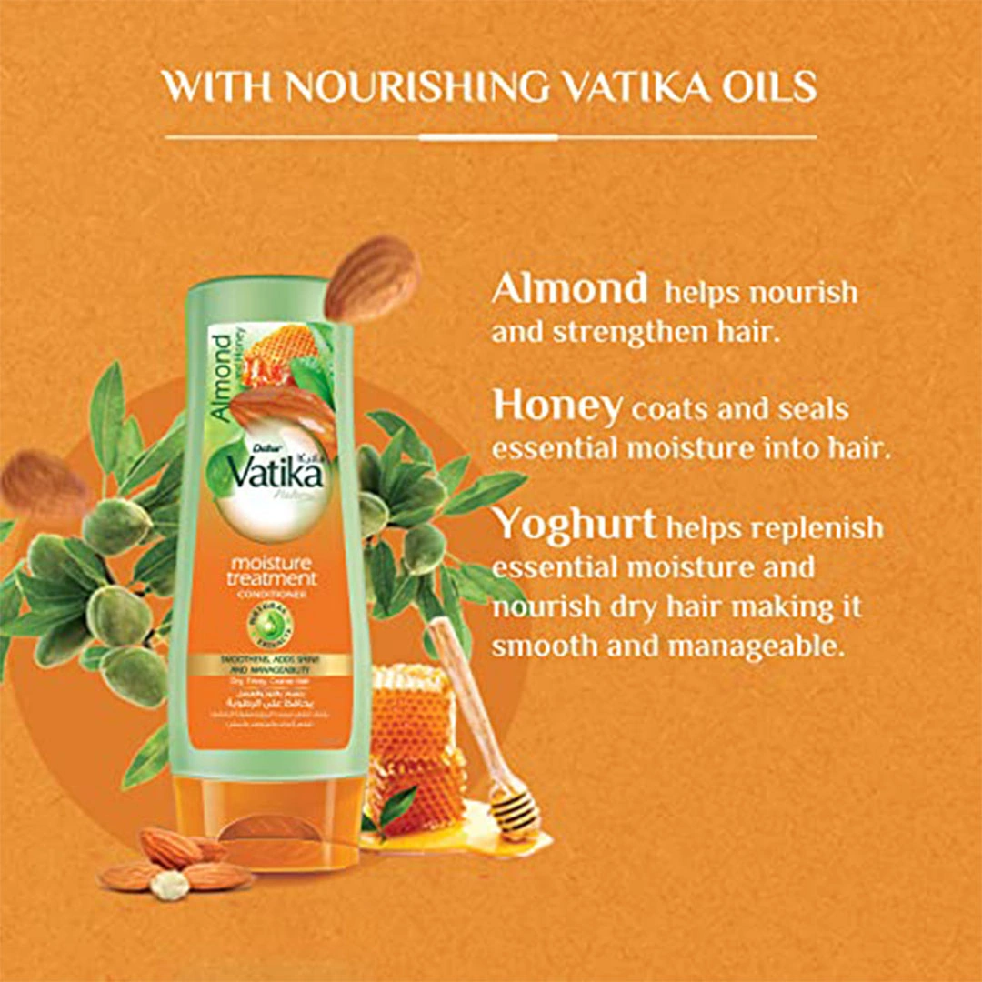 بلسم معالجة الترطيب فاتيكا ناتشورالز باللوز والعسل  للشعر الجاف والمجعد - 360 مل