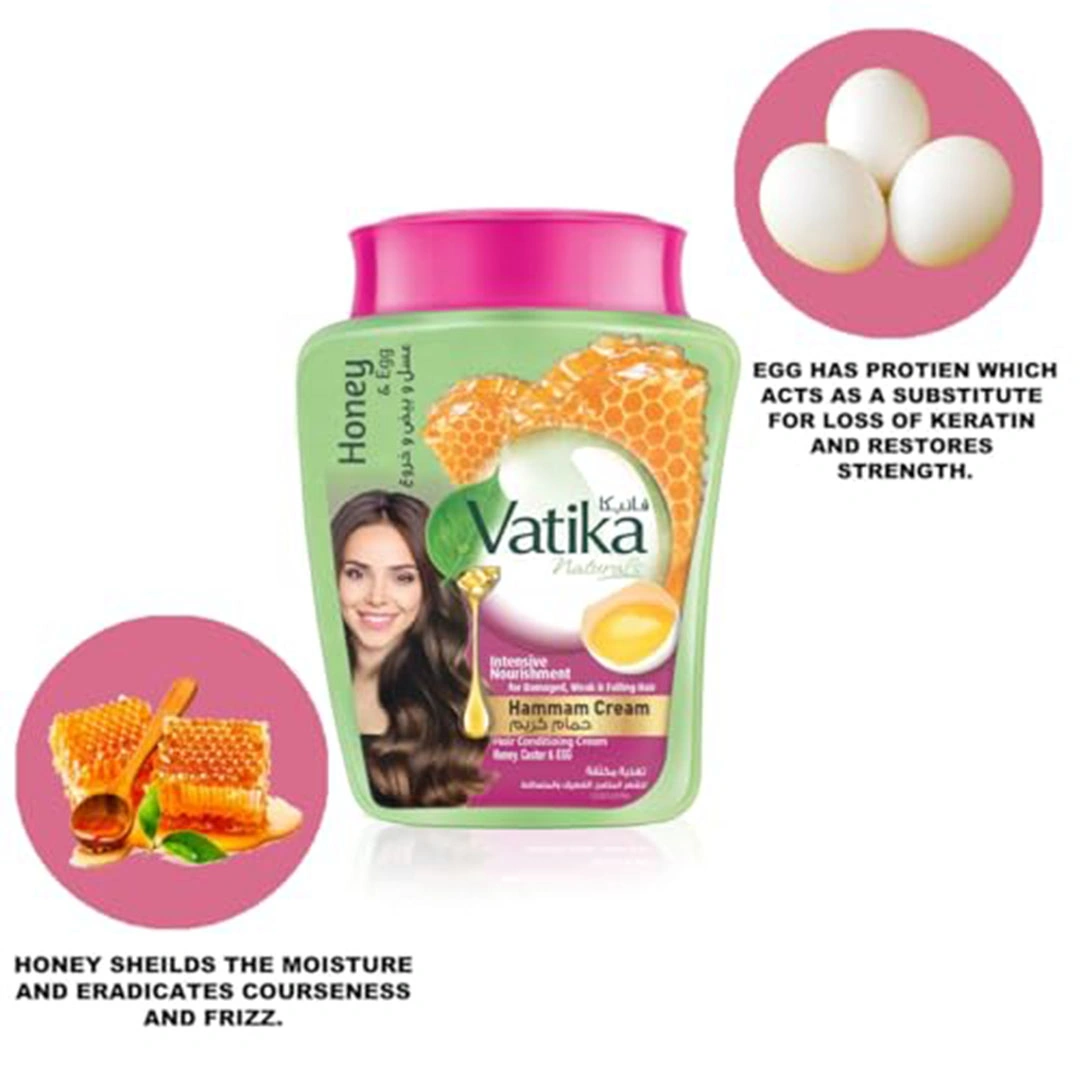 حمام كريم فاتيكا ناتشورالز للتغذية المكثفة بالبيض والعسل والخروع والنخاع - 450 جرام
