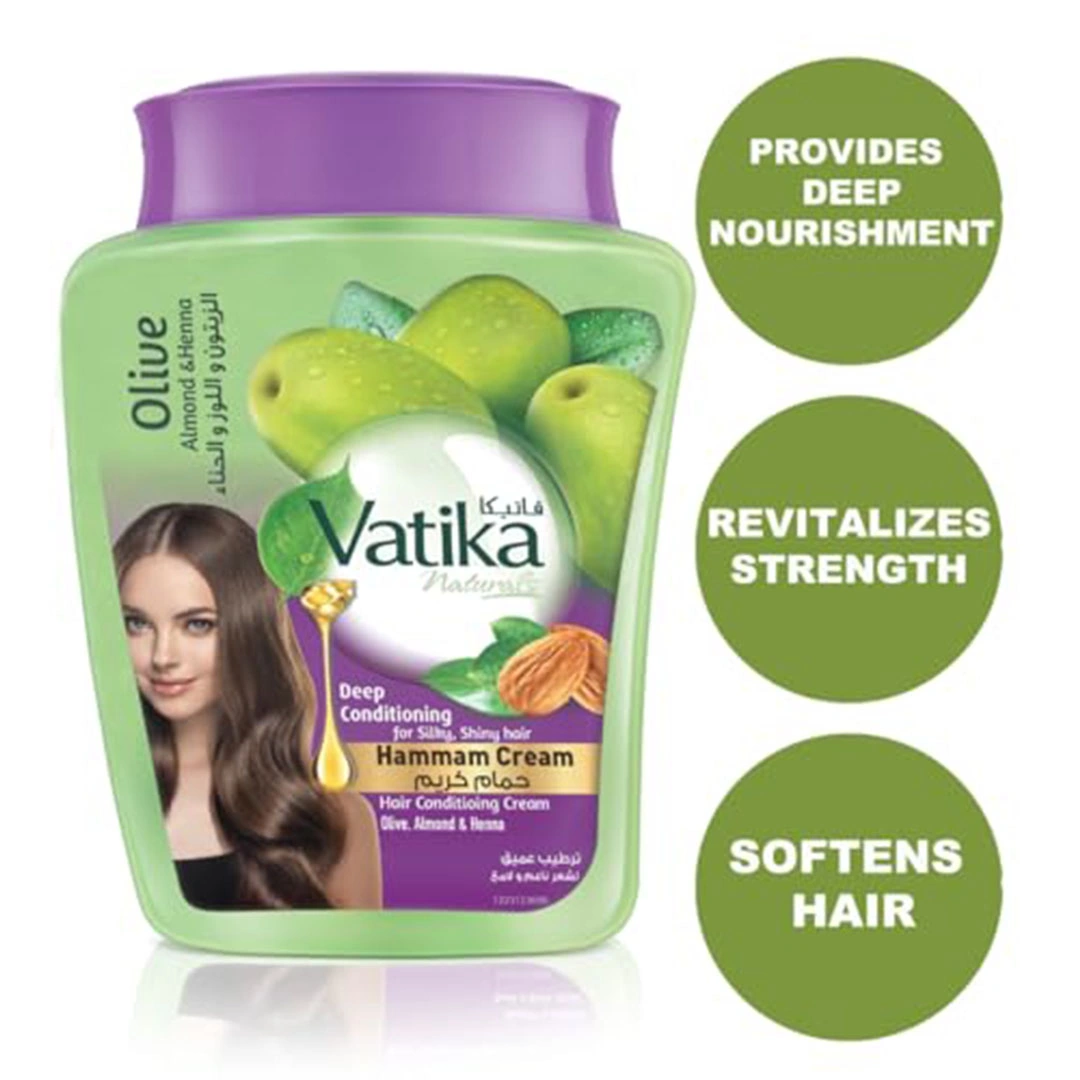 فاتيكا ناتشورالز حمام كريم للترطيب العميق حمام زيت باللوز والحناء والزيتون - 450 جرام