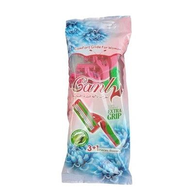 كانلي شفرات حلاقة للنساء برأس متحركة وجل الصبار - 4 قطع