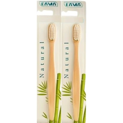 فرشاة أسنان إياما بامبو خشبية متوسطة الحجم - قطعتين