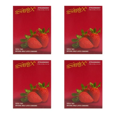 سيمبلكس واقي الذكري بالفراولة - 4 علب - 3 قطع