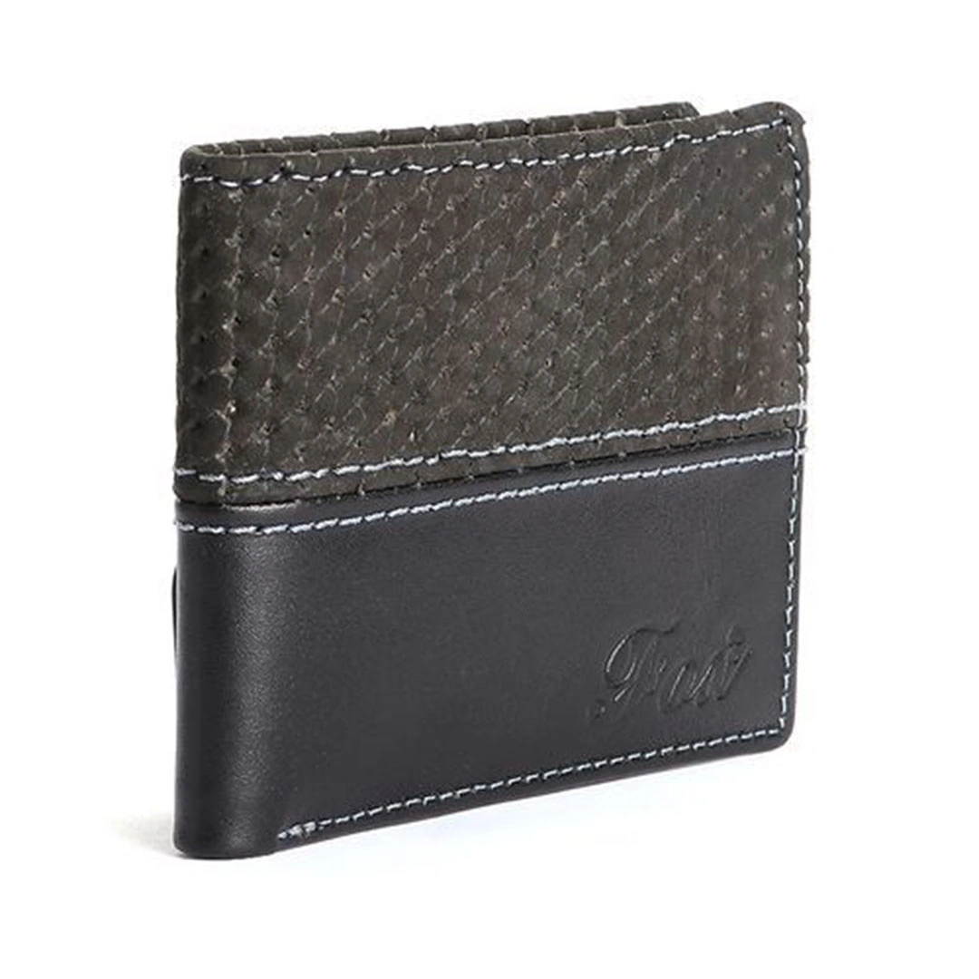 محفظة جلد طبيعي رجالي - أسود
