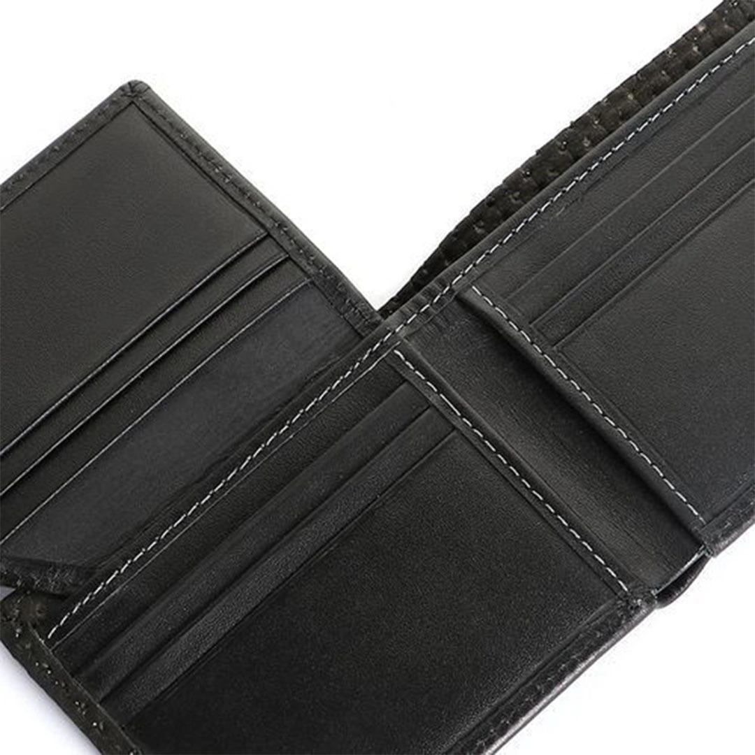 محفظة جلد طبيعي رجالي - أسود