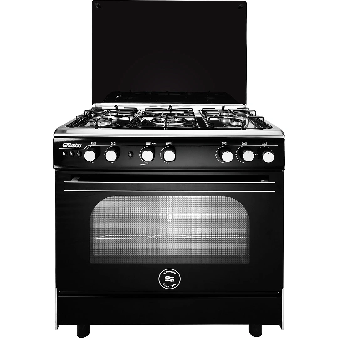 بوتاجاز جوستو يونيون اير - 5 شعلة - 80×60 سم - نصف امان - اسود / فضي - C68SSB-DC-443-SOF-GU-AL -