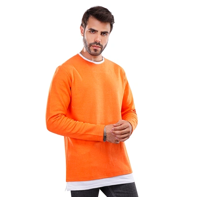 سويت شيرت رجالي كم طويل - برتقالي - 1600255