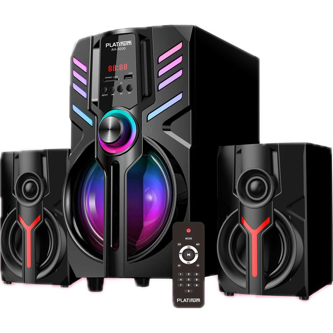 مكبر صوت بلوتوث 2 * 1 - إضاءة LED - 20 وات + 15 وات * 2 - USB - أسود