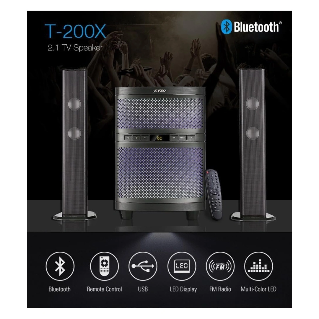 ساوند بار بلوتوث T200X 140 واط مع أضواء LED متعددة الألوان وجهاز تحكم عن بعد