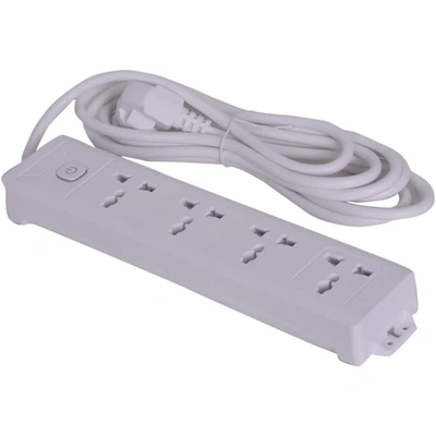 مشترك كهربائي - 4 منفذ - 3 متر - أبيض