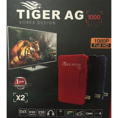 تايجر جهاز ريسيفر مع كابلات HDMI وUSB - دعم دقة 1080 بكسل - أحمر - AG-1000 ميني X2