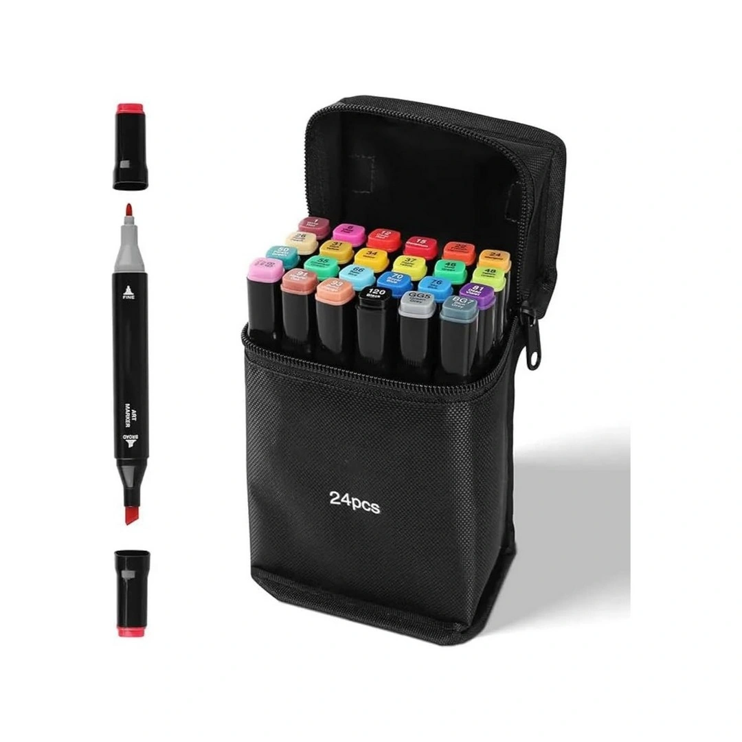 طقم أقلام ماركر مزدوجة الرأس - 24 لون