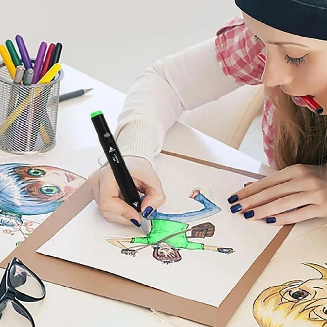 طقم أقلام ماركر مزدوجة الرأس - 24 لون