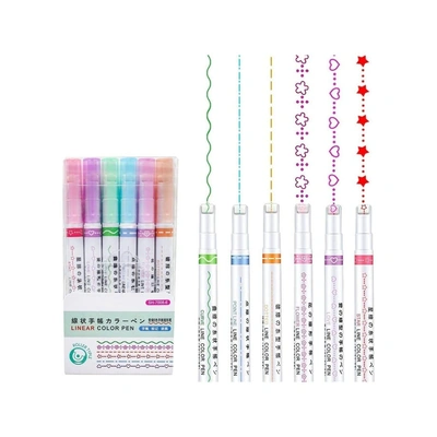 مجموعة أقلام تحديد منحنية - 6 قطع