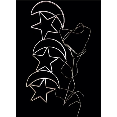 ستارة معدنية بتصميم هلال ونجمة مضيئة - 2 متر