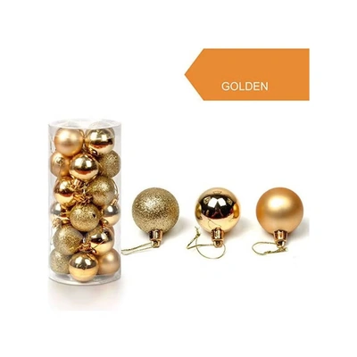 زينة شجر الكريسماس - كور ذهبية - 24 قطعة