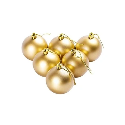زينة شجر الكريسماس - كور ذهبية - 6 قطع