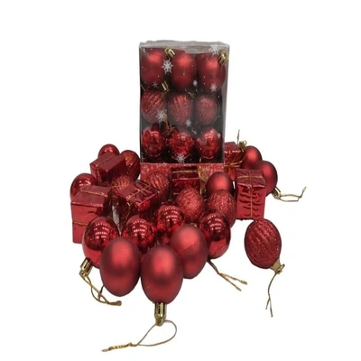 زينة شجر الكريسماس - كور لامعة - 24 قطعة