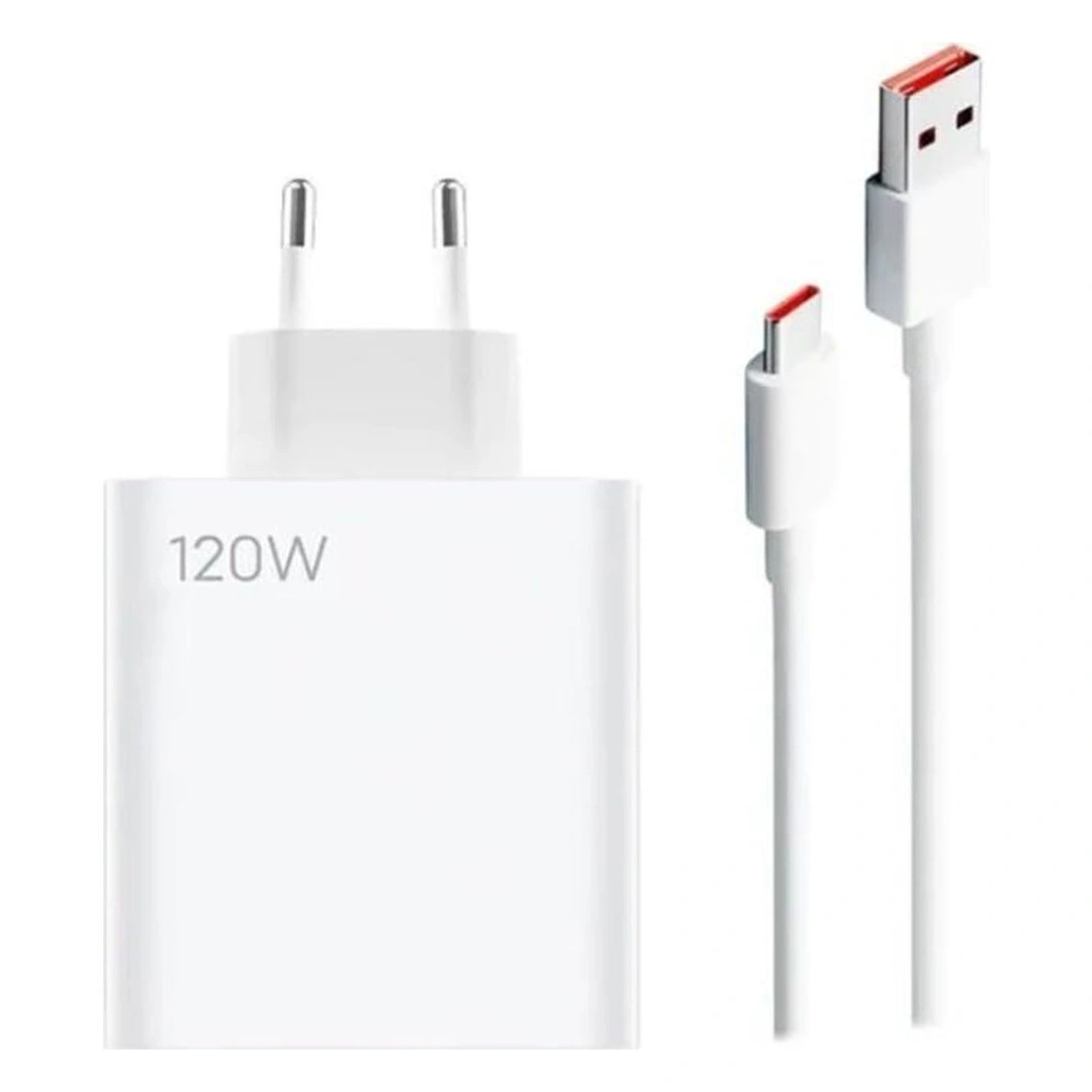 شاحن شاومي السريع للسفر - 120 وات - مع كابل USB-A إلى USB-C - أبيض