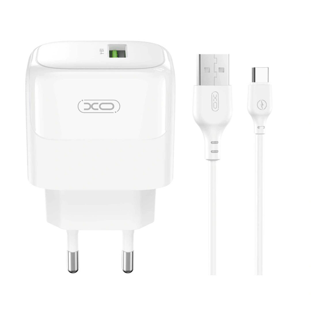 شاحن USB صغير - 18 وات - سريع الشحن بمنفذ واحد - Type-c - أبيض