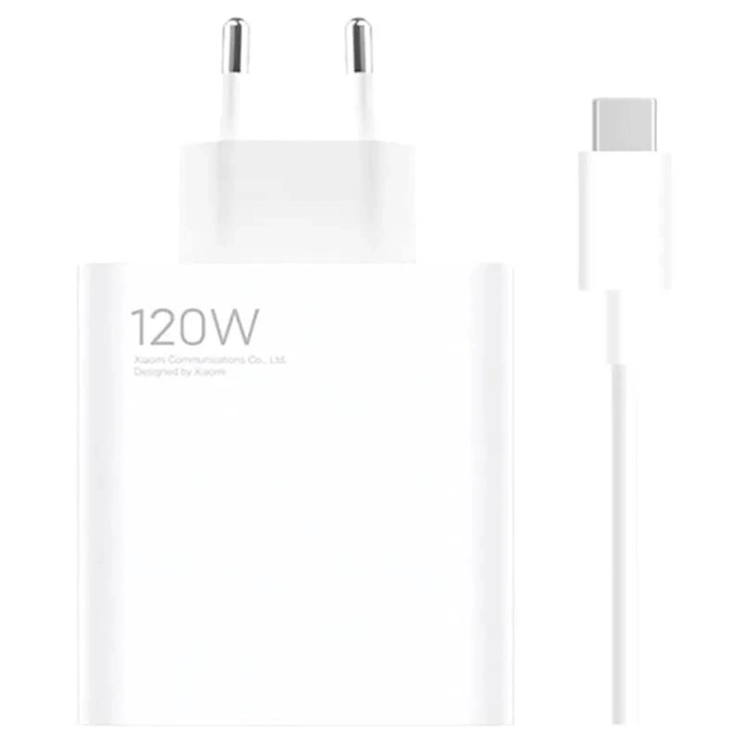 شاحن شاومي السريع للسفر - 120 وات - مع كابل USB-A إلى USB-C - أبيض