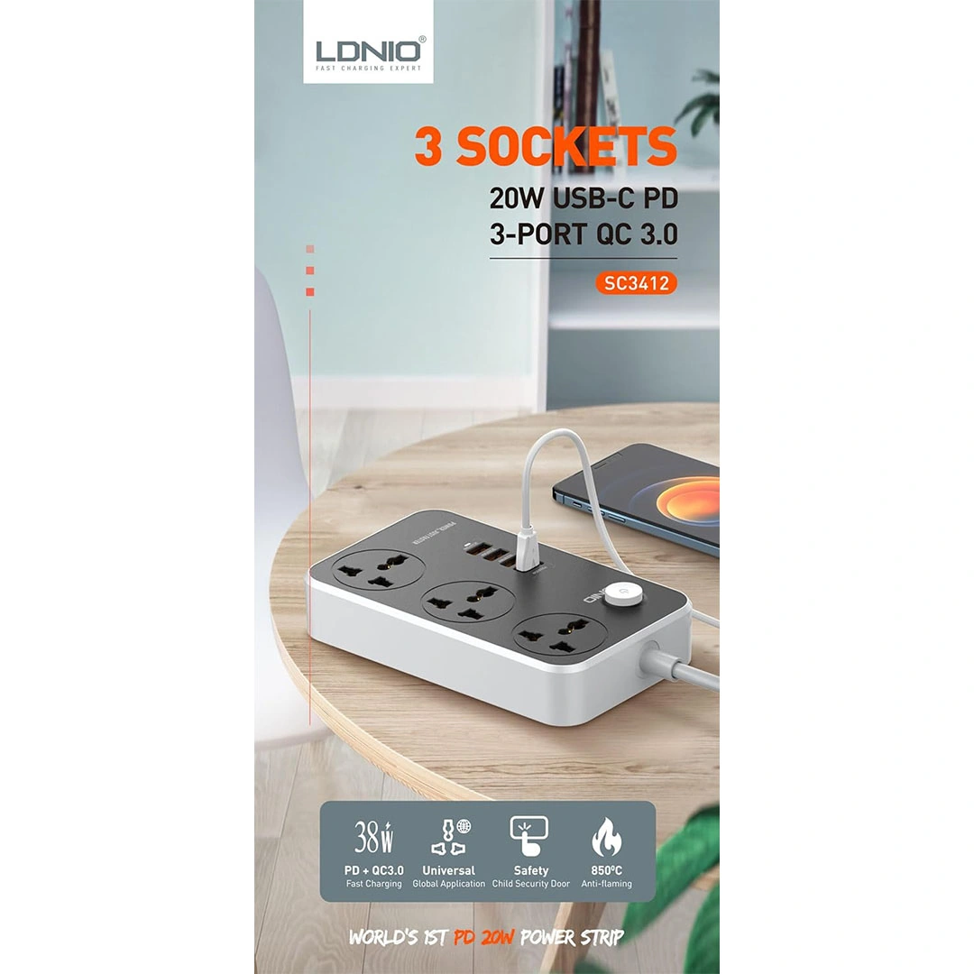 لدنيو مشترك كهرباء - 3 منافذ - 4 منافذ شحن SC3412