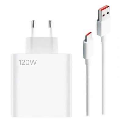شاحن شاومي السريع للسفر - 120 وات - مع كابل USB-A إلى USB-C - أبيض