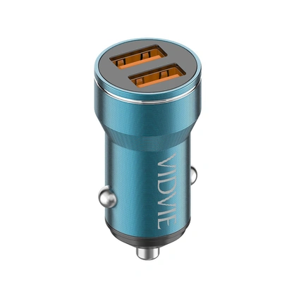 شاحن سيارة معدني كابل Lightning - 1 متر- 2.4 أمبير - منفذين USB - أزرق - CC528