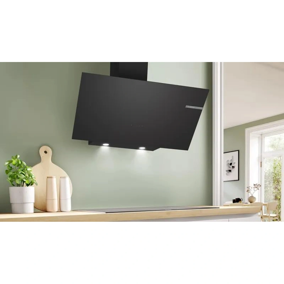 شفاط زجاجي بلت ان بوش سيريز 4 تحكم باللمس - 90 سم - 700 م3/ساعة - أسود - DWK96PJ60T