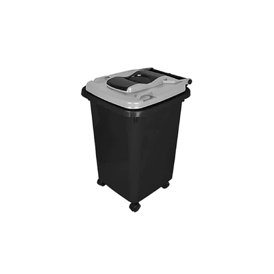 باسكت قمامة بعجل - 60 لتر - أسود