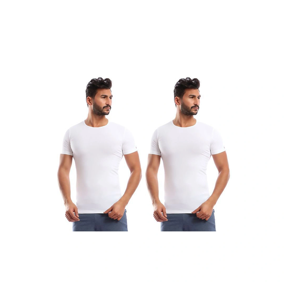 فانلة نص كم رجالي قطونيل 2 قطع - ابيض