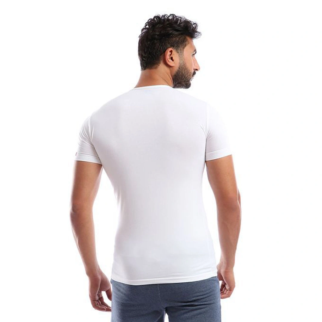 فانله نصف كم رقبه دائريه للرجال - 2 قطعه - أبيض