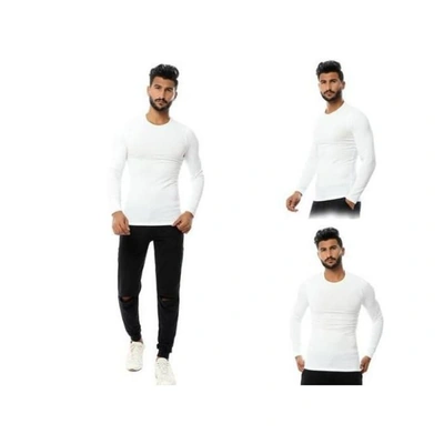 فانلة أستريتش بكم رجالي - 3 قطع - أبيض