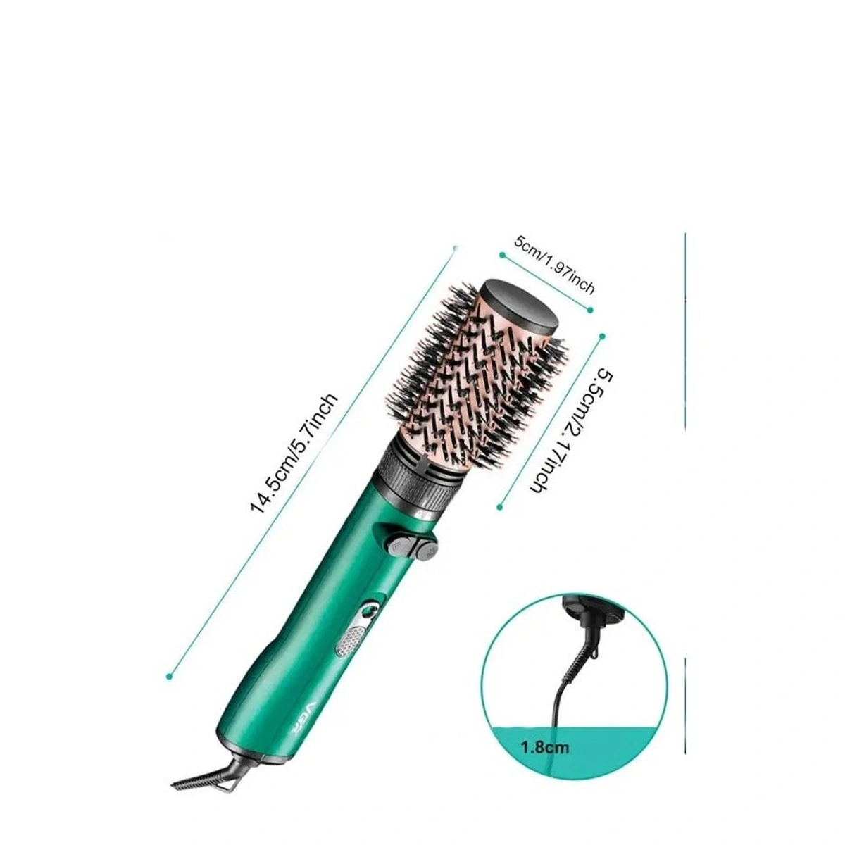 فرشاة مجفف شعر الأيونية 3 في 1 - أخضر - V-498