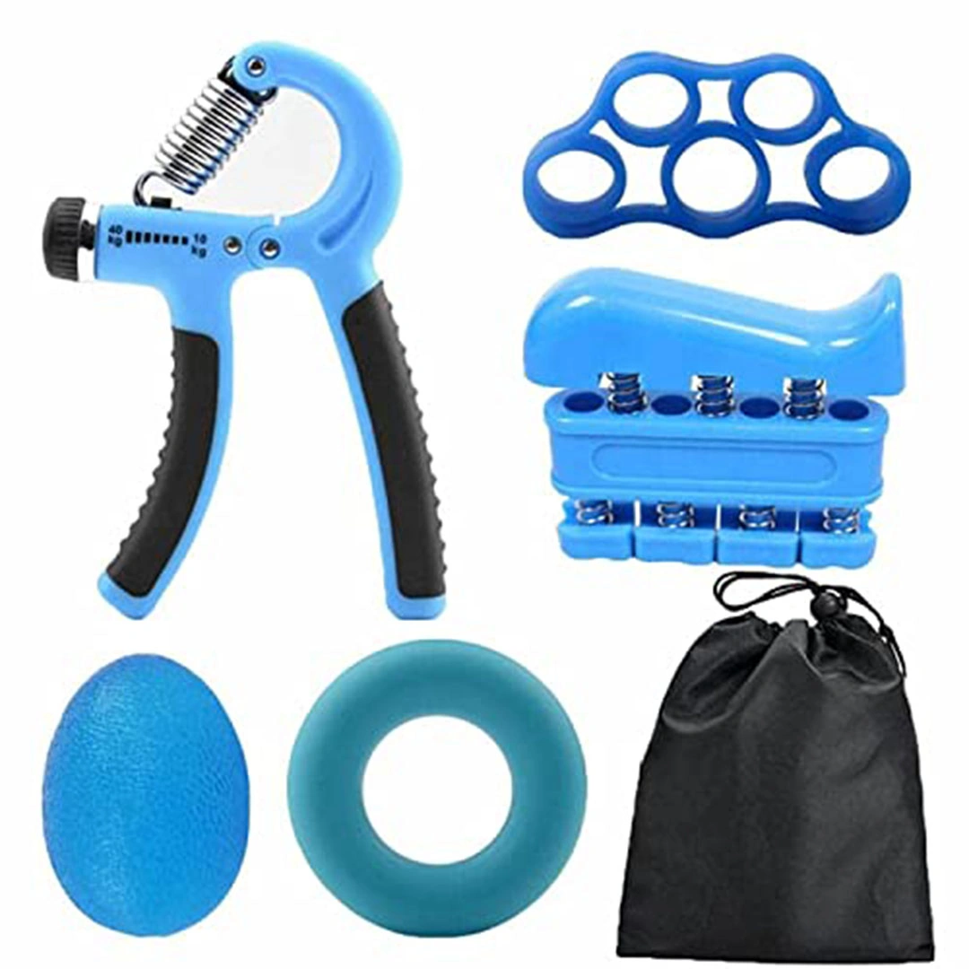 ادوات تدريب لتعزيز قوة قبضة اليد - 5 قطع - ازرق