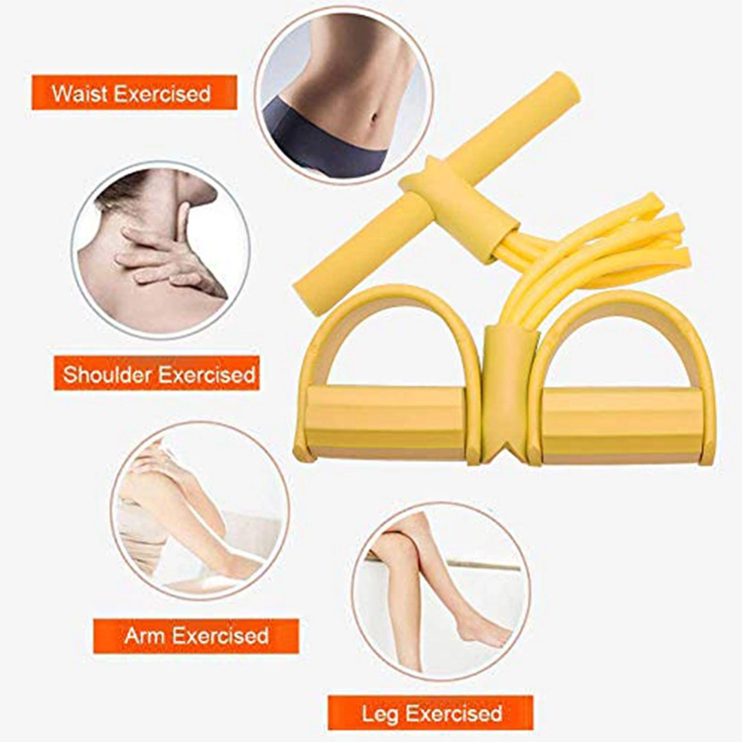 حزام مقاومة بدواسة خفيف بـ4 احزمة - اصفر