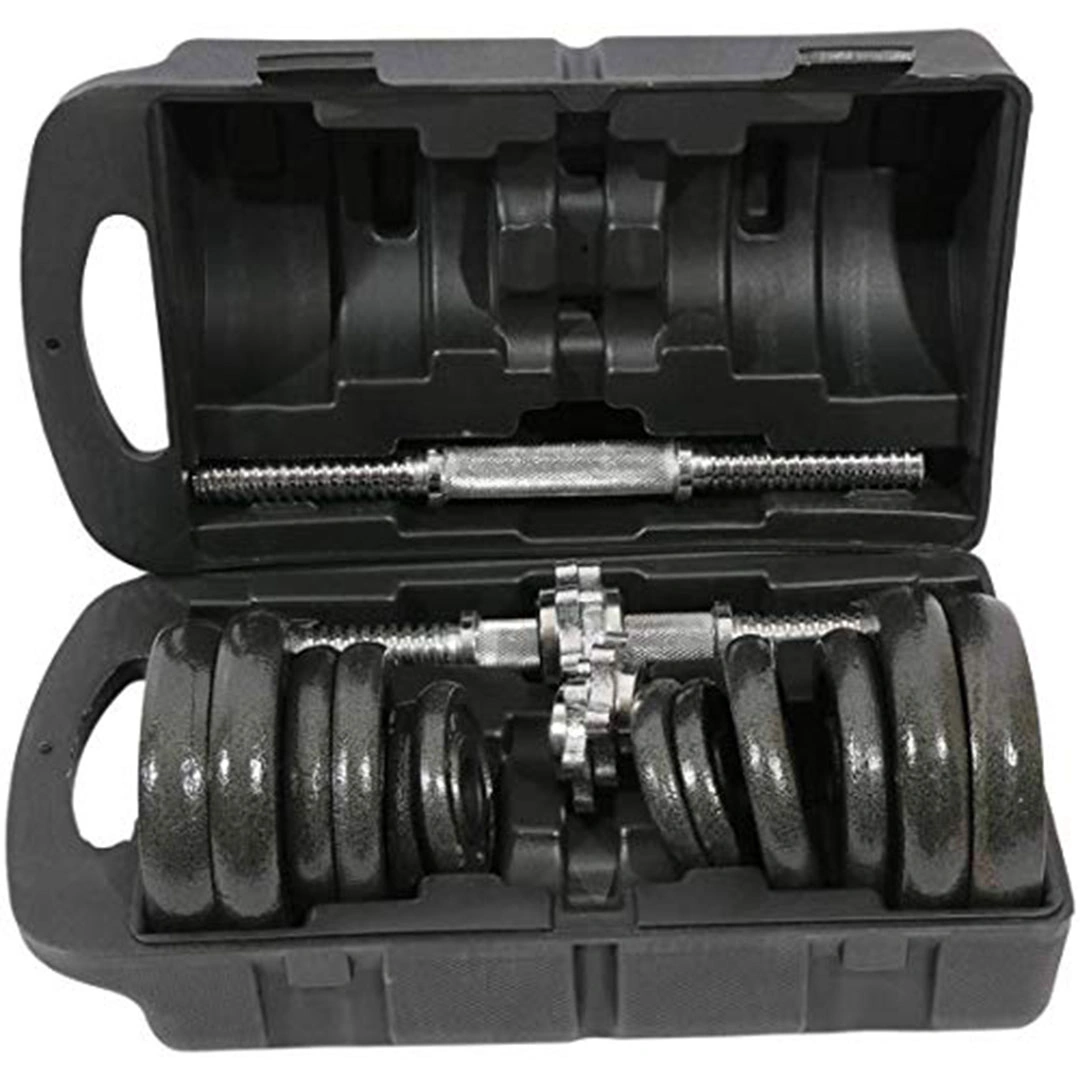 مجموعة اثقال متكاملة - 20 كيلو - 3 قطع - فضي