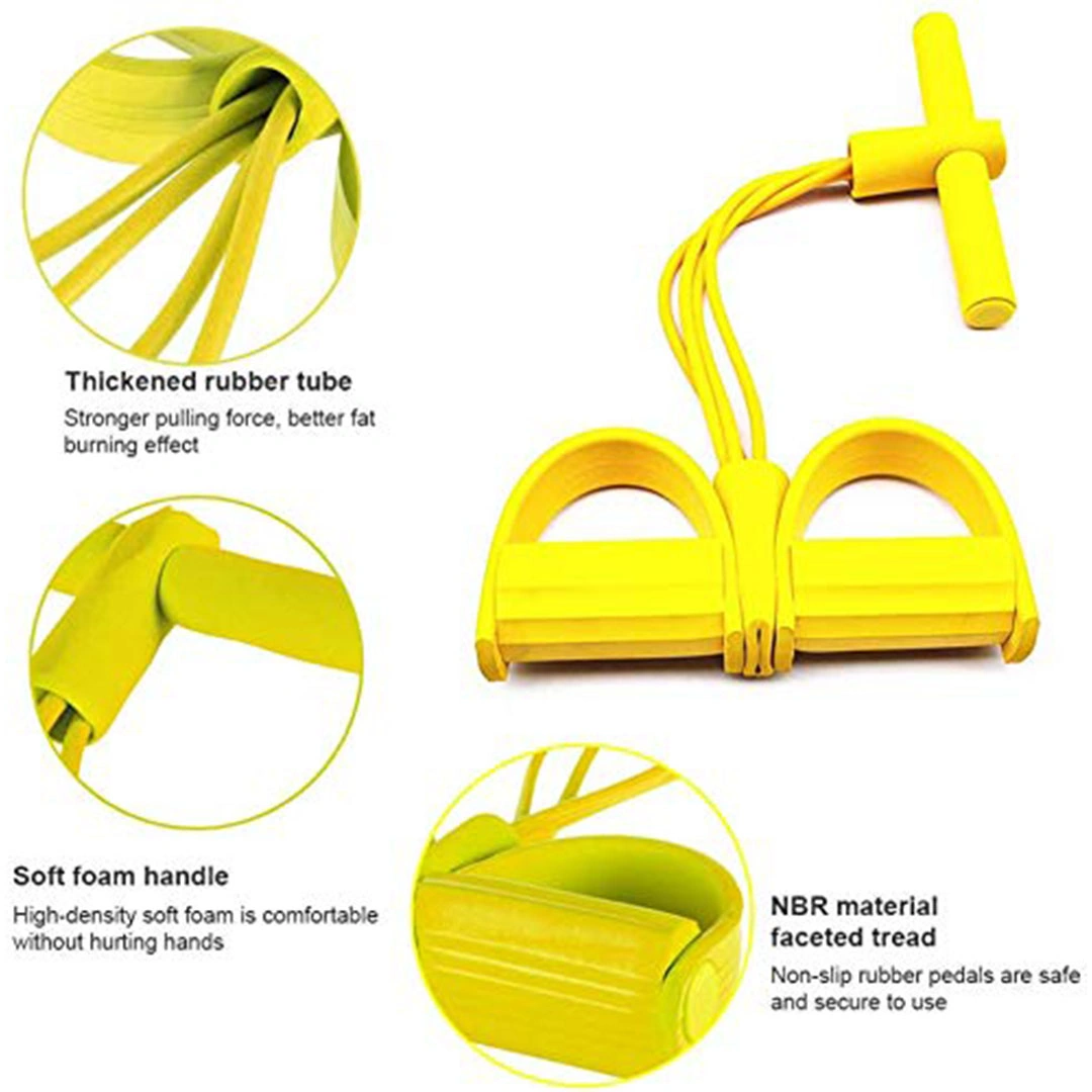 حزام مقاومة بدواسة خفيف بـ4 احزمة - اصفر