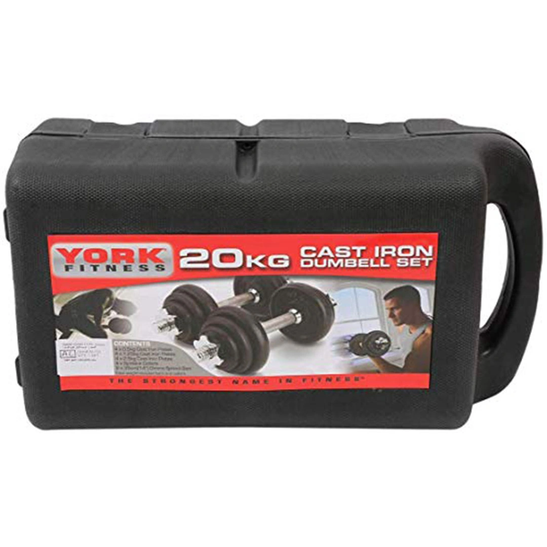 مجموعة اثقال متكاملة - 20 كيلو - 3 قطع - فضي