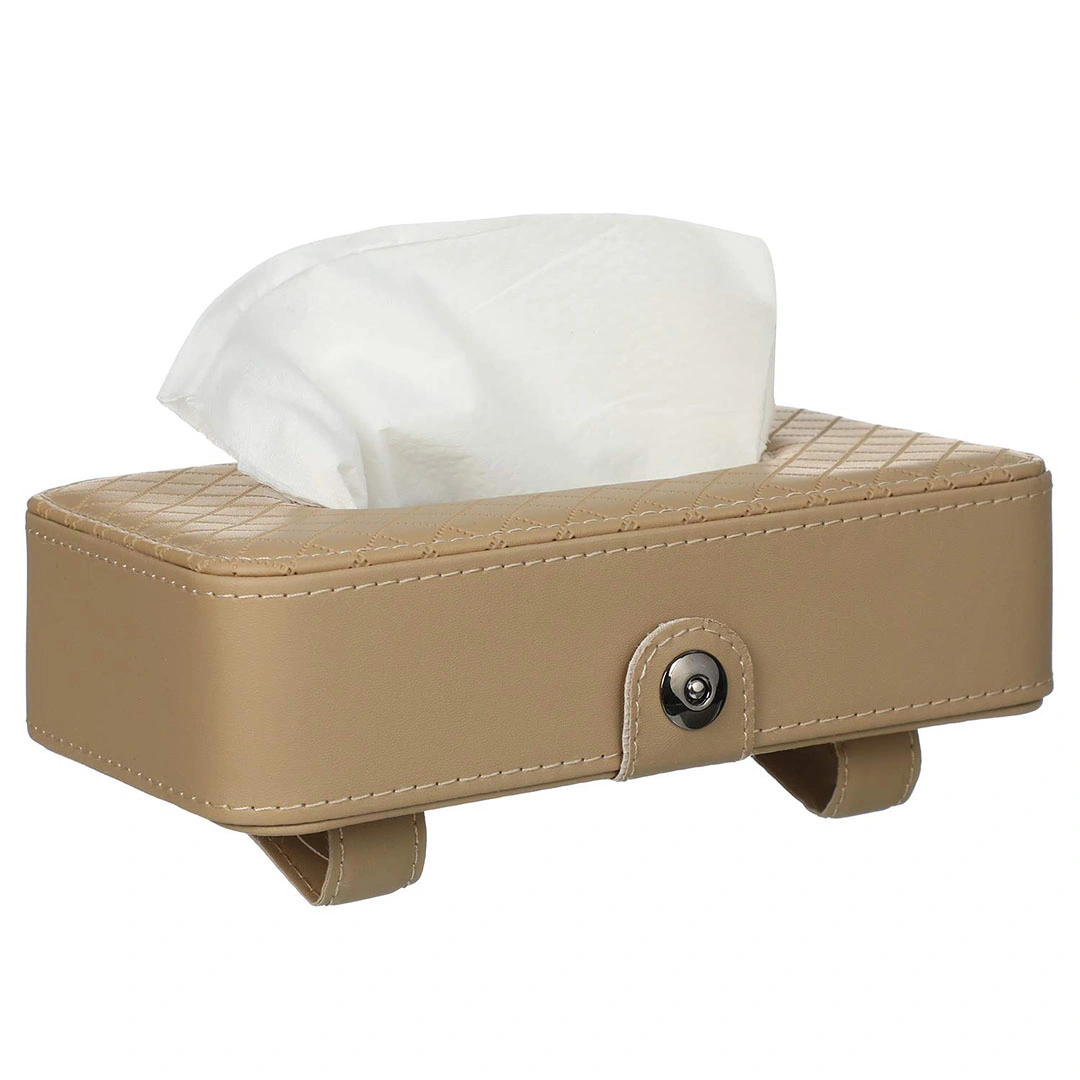 علبة مناديل جلد للعربية - بيج